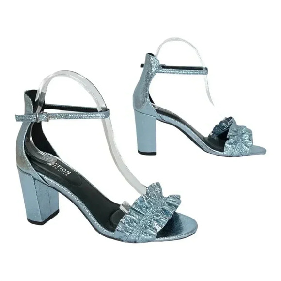 Kenneth Cole Reaction Rise Ruffle Metallic Storm Womens Heels Size 8M - Picture 13 of 16